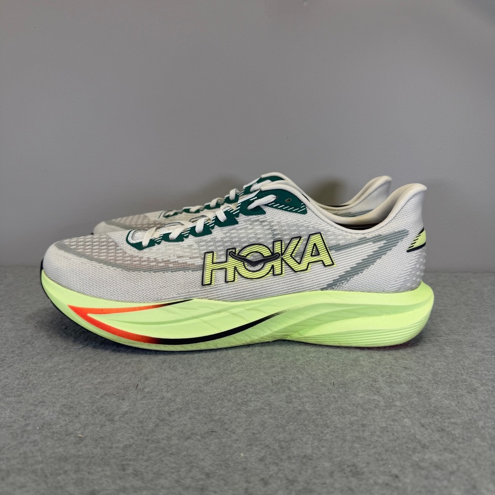 Hoka Mach 7 Mens Shoes Size 14 White Teal Lime Road Running Sneakers 1171904 FYZ